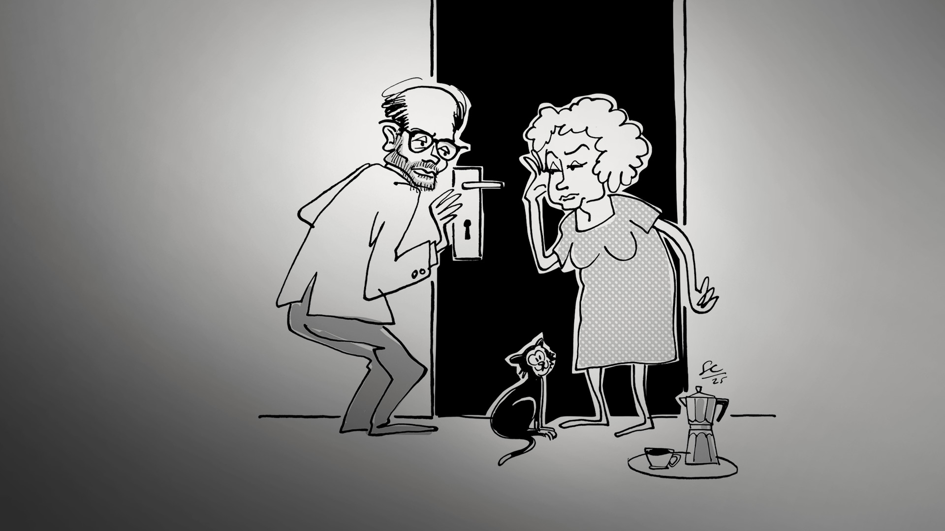 Dessin sur le spectacle Dans le couloir