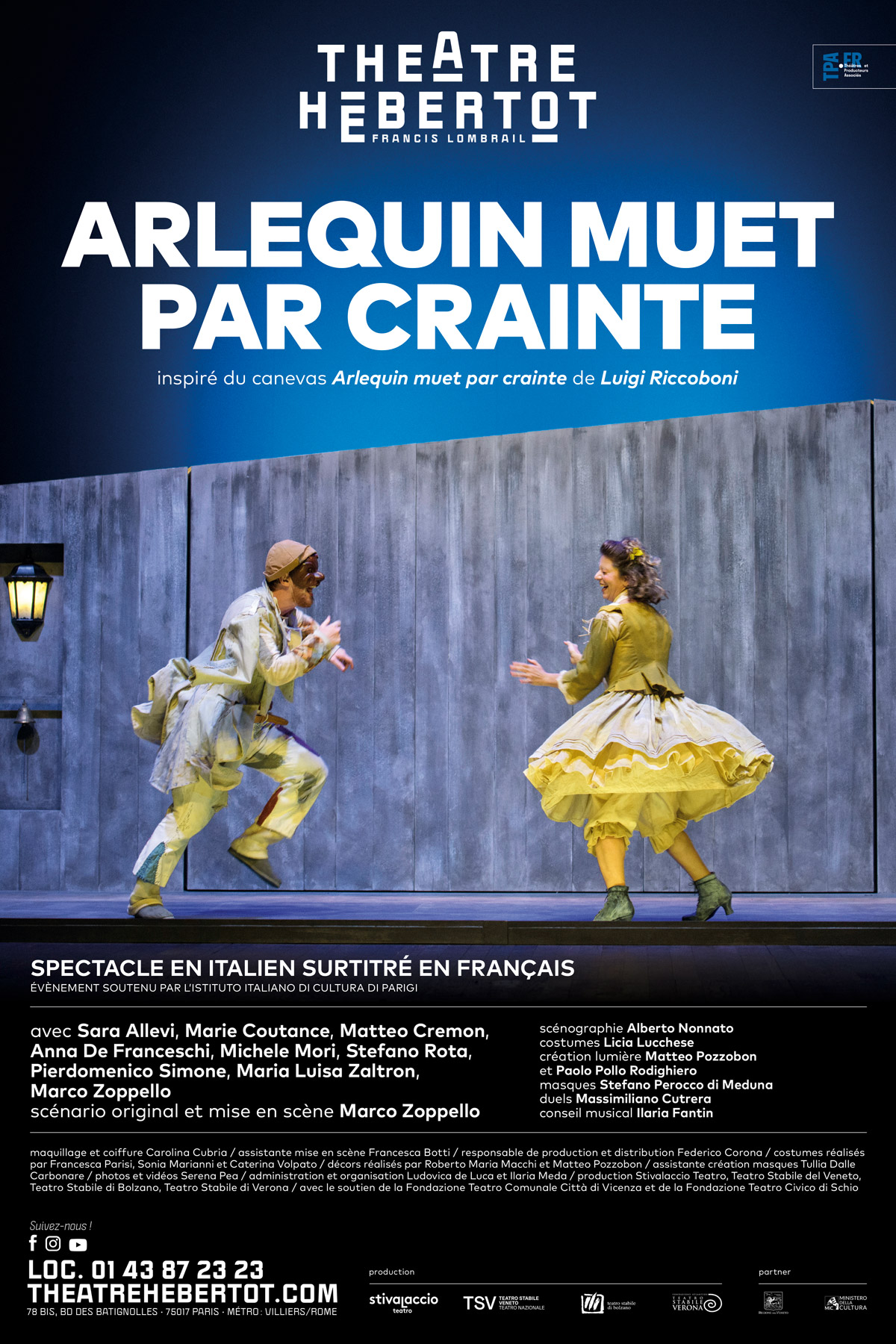 Affiche du spectacle : Arlequin muet par crainte